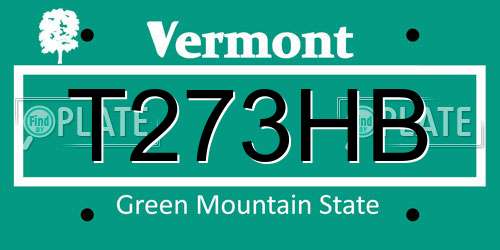T273HB Vermont License Plate