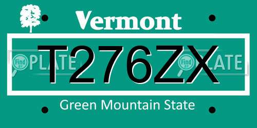 T276ZX Vermont License Plate