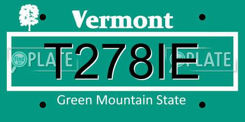 T278IE Vermont License Plate