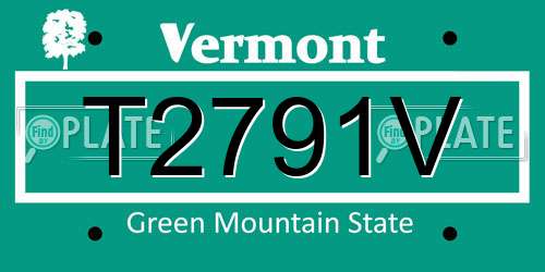 T2791V Vermont License Plate