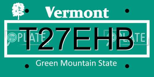 T27EHB Vermont License Plate