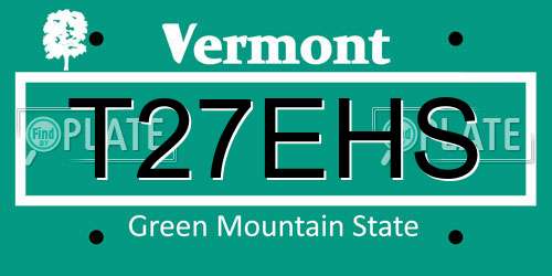 T27EHS Vermont License Plate