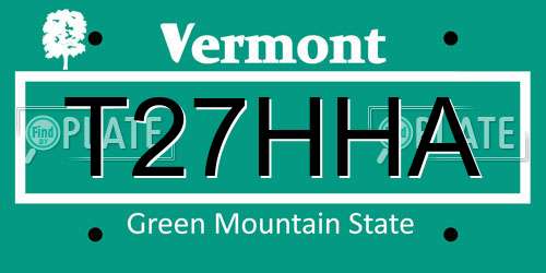 T27HHA Vermont License Plate