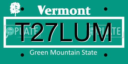 T27LUM Vermont License Plate