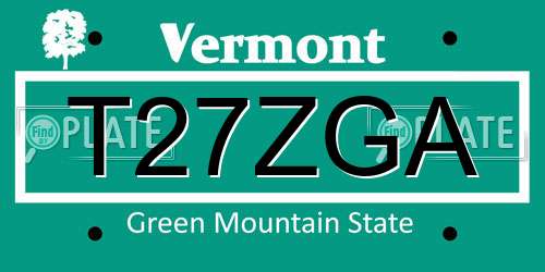 T27ZGA Vermont License Plate