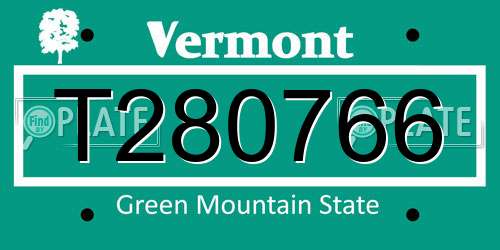 T280766 Vermont License Plate