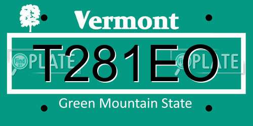 T281EO Vermont License Plate