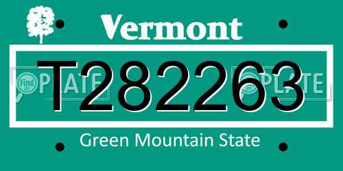 T282263 Vermont License Plate