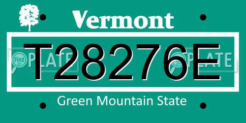 T28276E Vermont License Plate