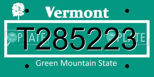 T285223 Vermont License Plate