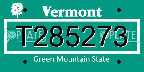 T285273 Vermont License Plate