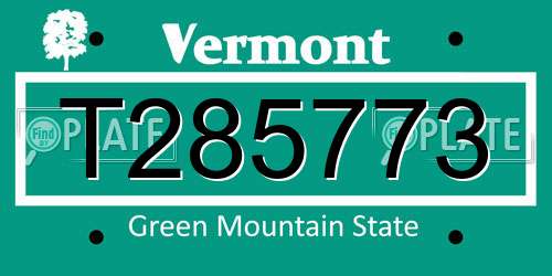T285773 Vermont License Plate