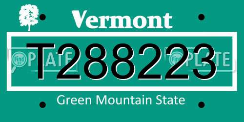 T288223 Vermont License Plate