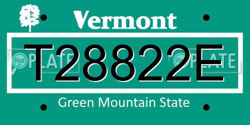 T28822E Vermont License Plate