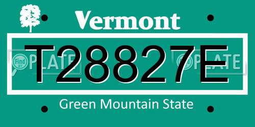 T28827E Vermont License Plate