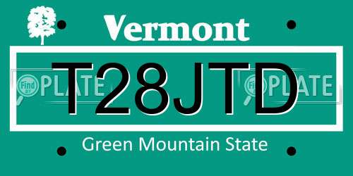 T28JTD Vermont License Plate