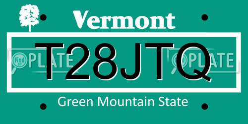 T28JTQ Vermont License Plate