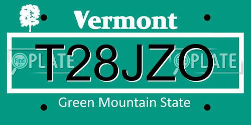 T28JZO Vermont License Plate