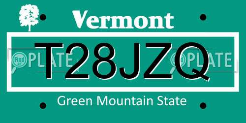 T28JZQ Vermont License Plate