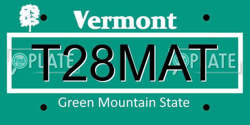 T28MAT Vermont License Plate