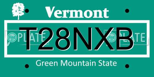 T28NXB Vermont License Plate