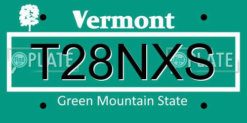 T28NXS Vermont License Plate