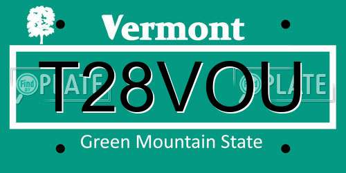 T28VOU Vermont License Plate