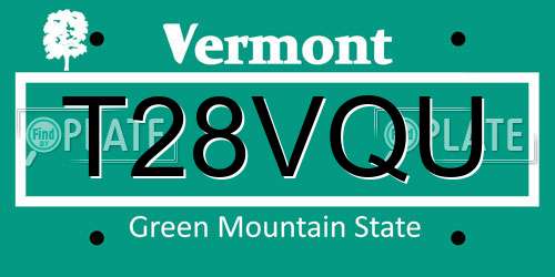 T28VQU Vermont License Plate