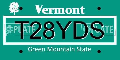 T28YDS Vermont License Plate
