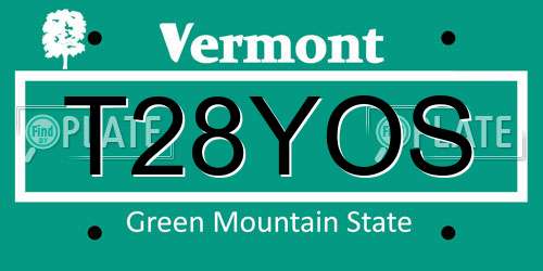 T28YOS Vermont License Plate
