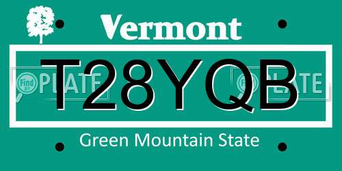 T28YQB Vermont License Plate