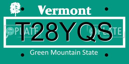 T28YQS Vermont License Plate