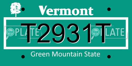 T2931T Vermont License Plate