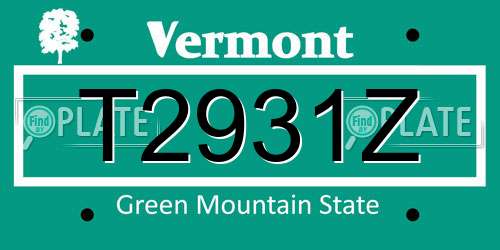T2931Z Vermont License Plate