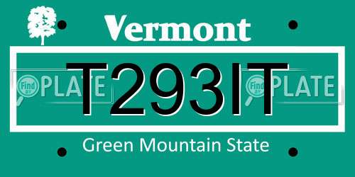T293IT Vermont License Plate