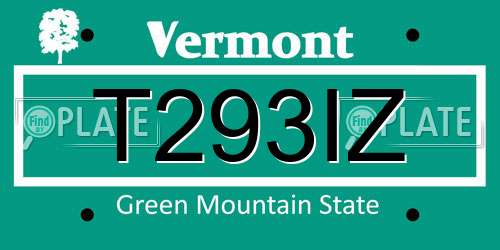 T293IZ Vermont License Plate