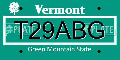 T29ABG Vermont License Plate