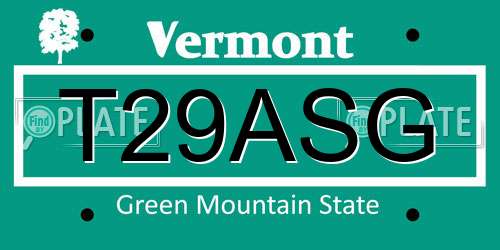 T29ASG Vermont License Plate