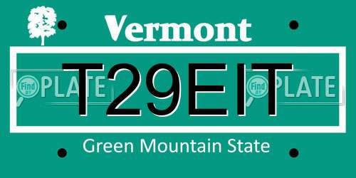 T29EIT Vermont License Plate