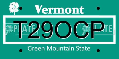 T29OCP Vermont License Plate