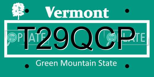 T29QCP Vermont License Plate