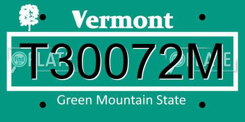 T30072M Vermont License Plate