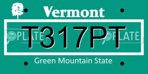T317PT Vermont License Plate