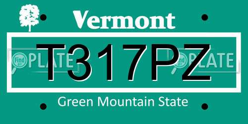 T317PZ Vermont License Plate