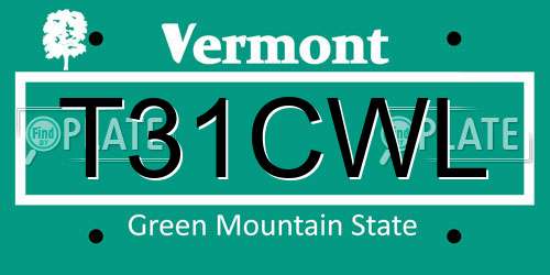T31CWL Vermont License Plate