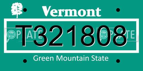 T321808 Vermont License Plate