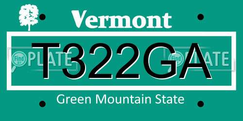 T322GA Vermont License Plate