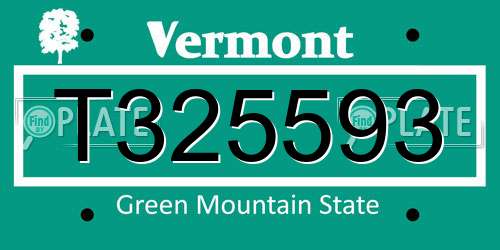 T325593 Vermont License Plate