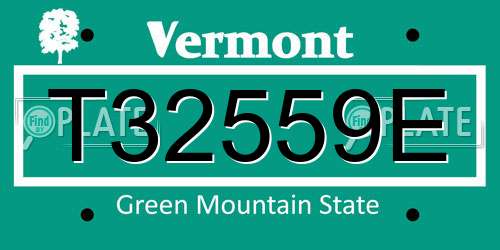 T32559E Vermont License Plate