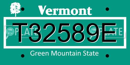 T32589E Vermont License Plate